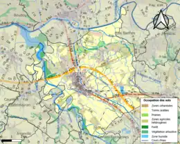 Carte en couleurs présentant l'occupation des sols.