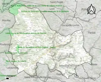 Carte des ZNIEFF de type 1 sur la commune.