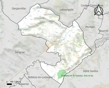 Carte de la ZNIEFF de type 1 sur la commune.