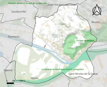 Carte des ZNIEFF de type 1 sur la commune.