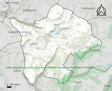 Carte de la ZNIEFF de type 1 sur la commune.