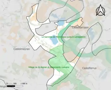 Carte des ZNIEFF de type 1 sur la commune.