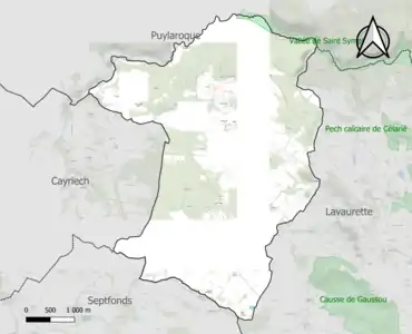 Carte de la ZNIEFF de type 1 sur la commune.