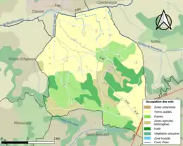 Carte en couleurs présentant l'occupation des sols.