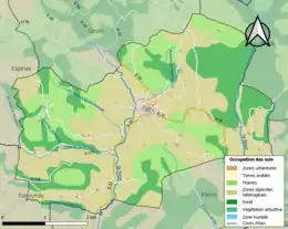 Carte en couleurs présentant l'occupation des sols.