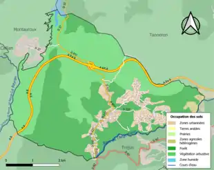 Carte en couleurs présentant l'occupation des sols.