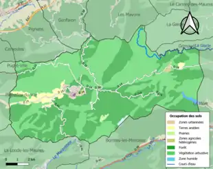 Carte en couleurs présentant l'occupation des sols.