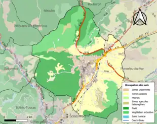 Carte en couleurs présentant l'occupation des sols.