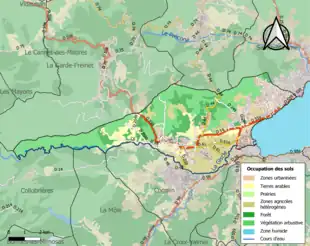 Carte en couleurs présentant l'occupation des sols.