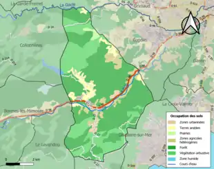 Carte en couleurs présentant l'occupation des sols.