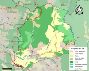 Carte en couleurs présentant l'occupation des sols.