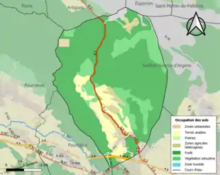 Carte en couleurs présentant l'occupation des sols.