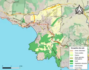 Carte en couleurs présentant l'occupation des sols.