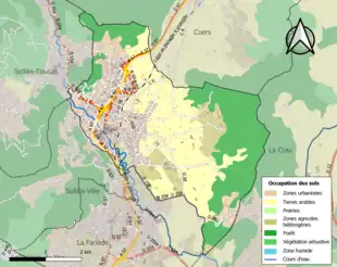 Carte en couleurs présentant l'occupation des sols.