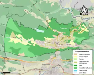 Carte en couleurs présentant l'occupation des sols.