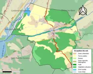 Carte en couleurs présentant l'occupation des sols.