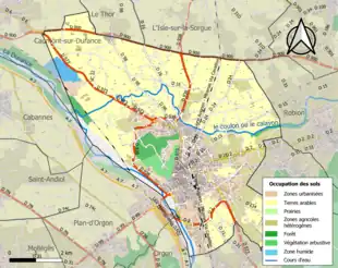 Carte en couleurs présentant l'occupation des sols.