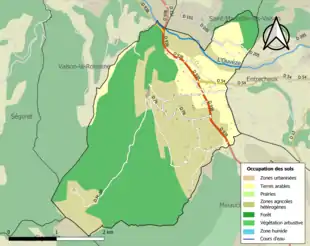 Carte en couleurs présentant l'occupation des sols.