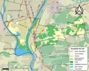 Carte en couleurs présentant l'occupation des sols.