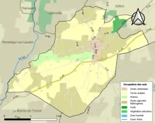 Carte en couleurs présentant l'occupation des sols.