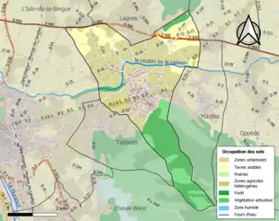 La carte en couleurs présentant l'occupation des sols.