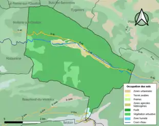 Carte en couleurs présentant l'occupation des sols.