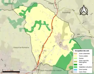 Carte en couleurs présentant l'occupation des sols.