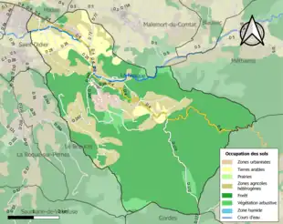 Carte en couleurs présentant l'occupation des sols.