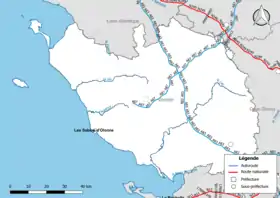 Carte du réseau routier national (autoroutes et routes nationales) dans le département de la Vendée