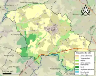 Carte en couleurs présentant l'occupation des sols.