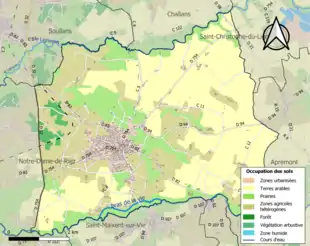 Carte en couleurs présentant l'occupation des sols.