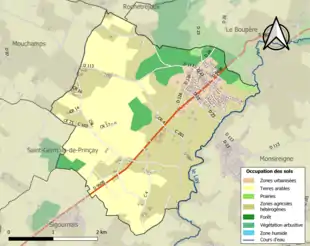 Carte en couleurs présentant l'occupation des sols.