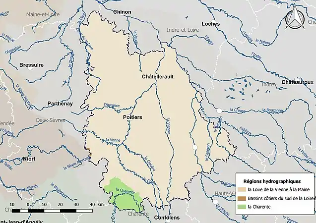 La Vienne est découpé en deux régions hydrographiques.