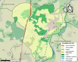 Carte en couleurs présentant l'occupation des sols.