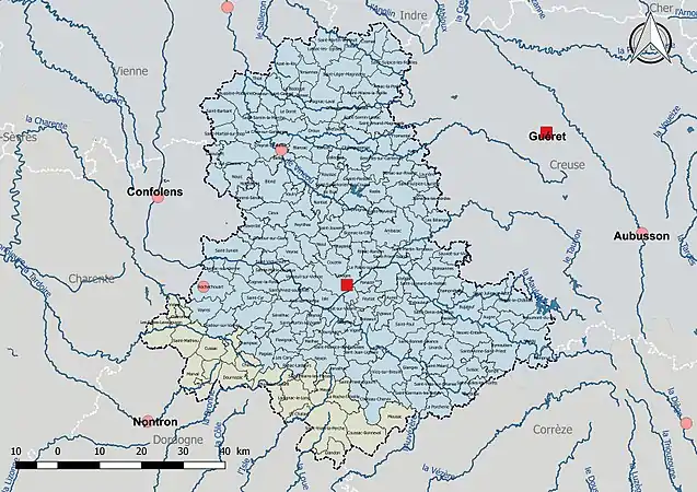 La Haute-Vienne est découpée en deux bassins DCE : Loire-Bretagne et Adour-Garonne.