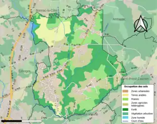 Carte en couleurs présentant l'occupation des sols.