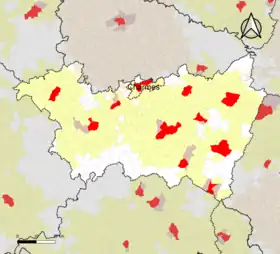 Localisation de l'aire d'attraction de Charmes dans le département des Vosges.