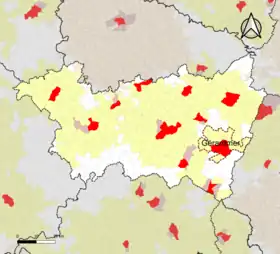 Localisation de l'aire d'attraction de Gérardmer dans le département des Vosges.