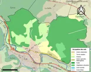 Carte en couleurs présentant l'occupation des sols.