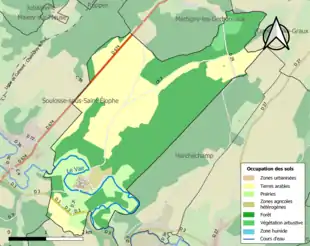 Carte en couleurs présentant l'occupation des sols.