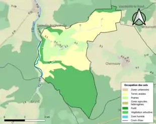 Carte en couleurs présentant l'occupation des sols.