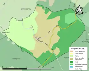 Carte en couleurs présentant l'occupation des sols.