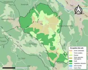 Carte en couleurs présentant l'occupation des sols.