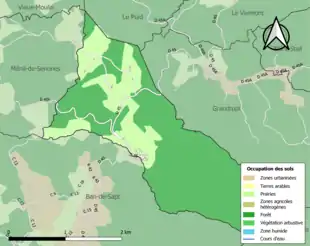 Carte en couleurs présentant l'occupation des sols.