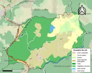 Carte en couleurs présentant l'occupation des sols.