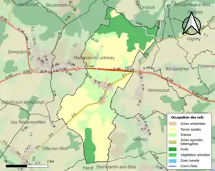 Carte en couleurs présentant l'occupation des sols.