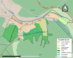 Carte en couleurs présentant l'occupation des sols.