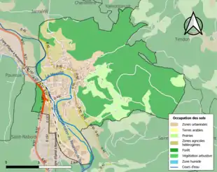 Carte en couleurs présentant l'occupation des sols.