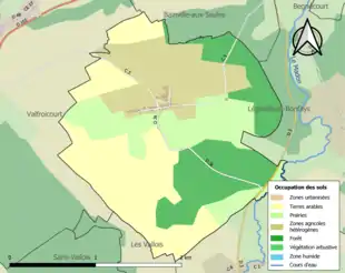 Carte en couleurs présentant l'occupation des sols.