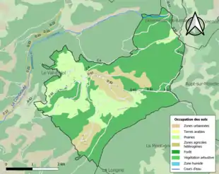 Carte en couleurs présentant l'occupation des sols.